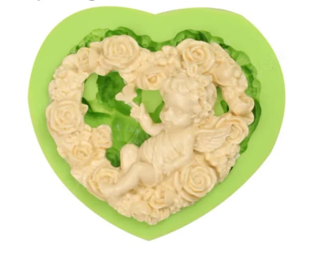 ECT 1021 Heart Rose Cherub mold
