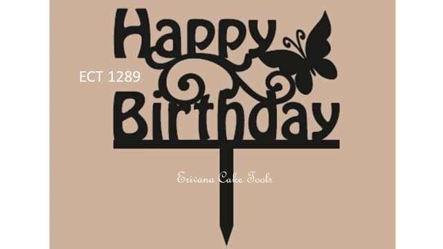 ECT 1289 Black Happy Birthday topper