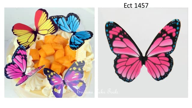 ECT 1457 50pcs PINK Paper Butterfly topper