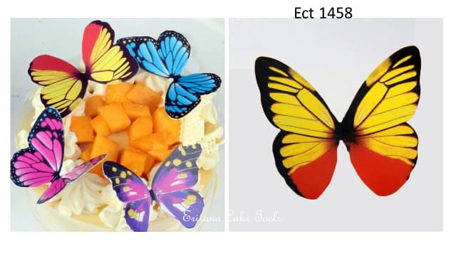 ECT 1458 50pcs YELLOW Paper Butterfly topper