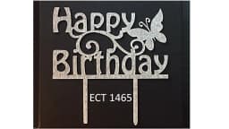 ECT 1465 Big Acrylic Happy Birthday Butterfly Topper thumbnail 1