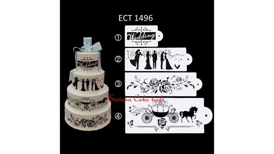 ECT 1496 4pcs Wedding stencil set image 1