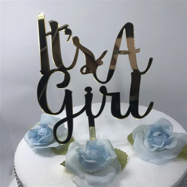 ECT 1522 It’s a Girl Mirror acrylic Cake Topper