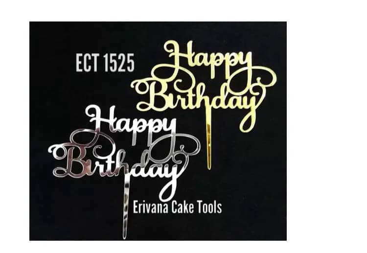 ECT 1525 SILVER Mirror acrylic cake topper image 1