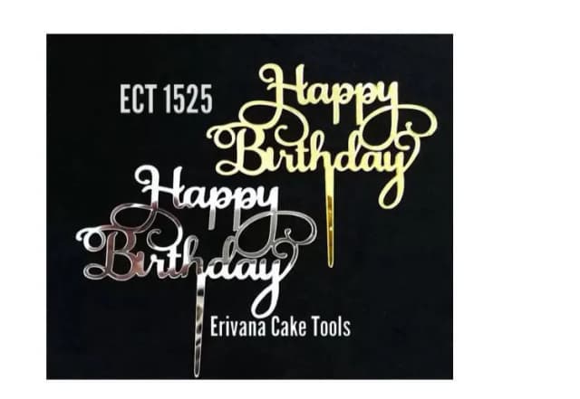 ECT 1525 SILVER Mirror acrylic cake topper
