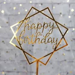 ECT 1526 Gold mirror acrylic cake topper thumbnail 1