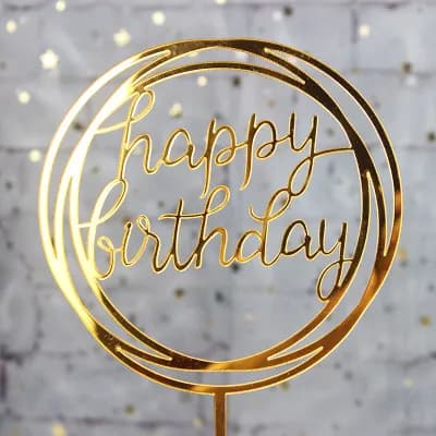 ECT 1527 Gold Mirror Happy Birthday topper