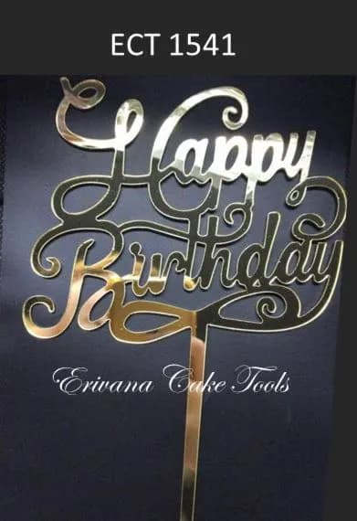 ECT 1541 Gold Acrylic happy birthday cake topper