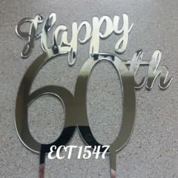 ECT 1547 Happy 60th Acrylic Silver Topper thumbnail 1