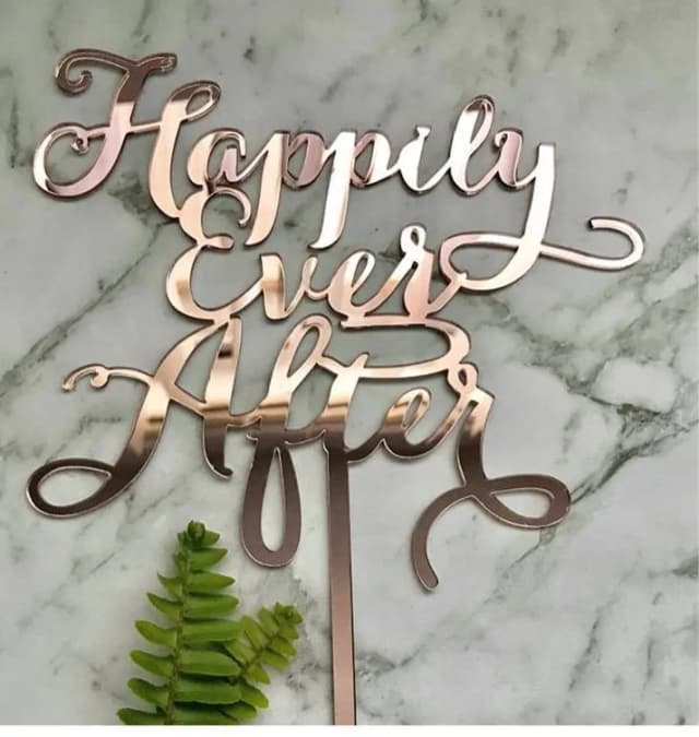 ECT 1556 Large Happily ever after Champagne color acrylic topper