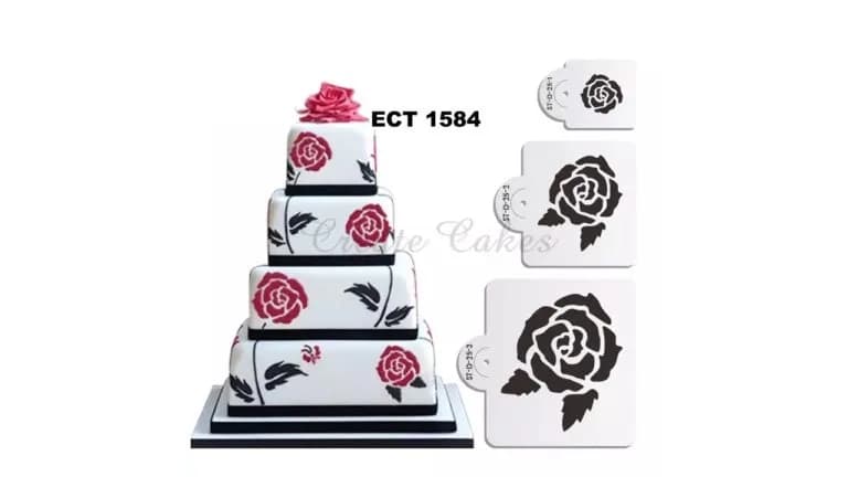 ECT 1584 3pcs Flower Stencil image 1