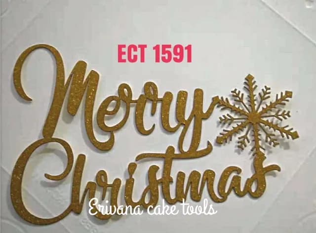 ECT 1591 Gold Merry Christmas paper topper
