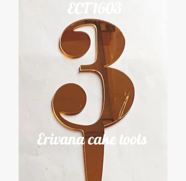 ECT 1603 Number 3 Mirror acrylic number topper image 1