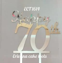 ECT 1614 Happy 70th Silver mirror acrylic topper thumbnail 1