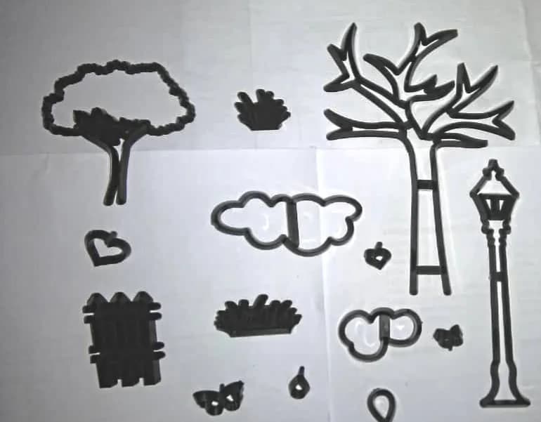 ECT 1622 Trees Lamp Post silhouette cutter set image 1