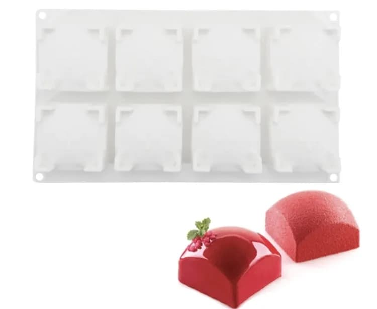 ECT 1637 Dome 8 square cavity Entremet mold image 1