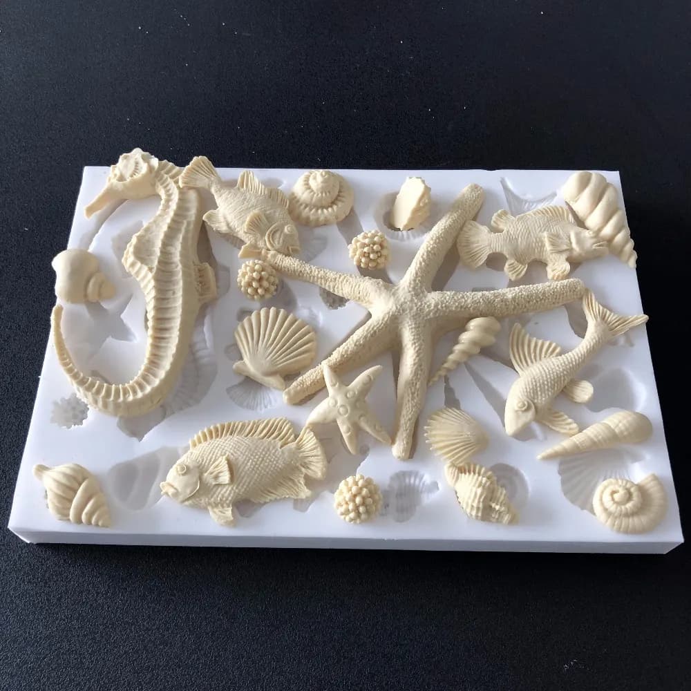 ECT 1701 Extra large seashell fish seahorse mold image 1
