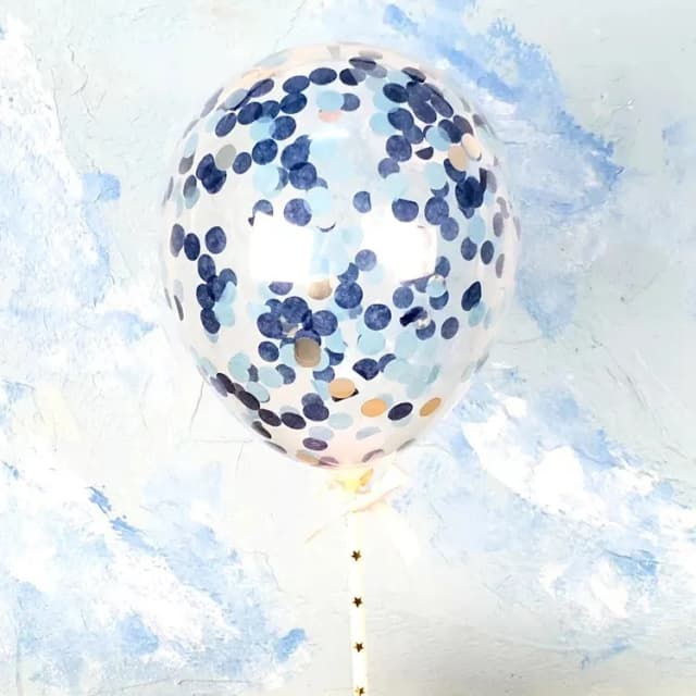ECT 1759 5 inch Blue Silver confetti balloon