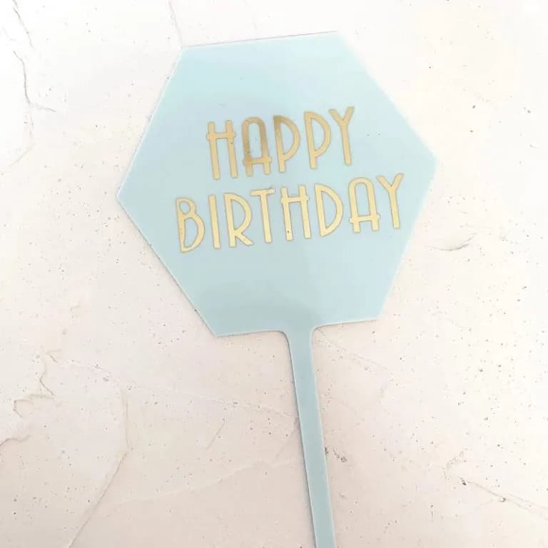ECT 1799 Blue Hexagon Happy Birthday Topper image 1