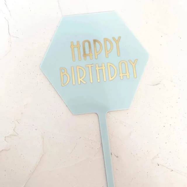 ECT 1799 Blue Hexagon Happy Birthday Topper