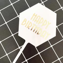 ECT 1801 White Hexagon Happy Birthday Topper thumbnail 3