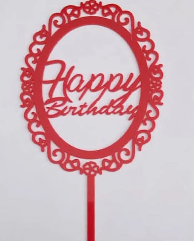 ECT 1806 Red Oval Frame Cake topper
