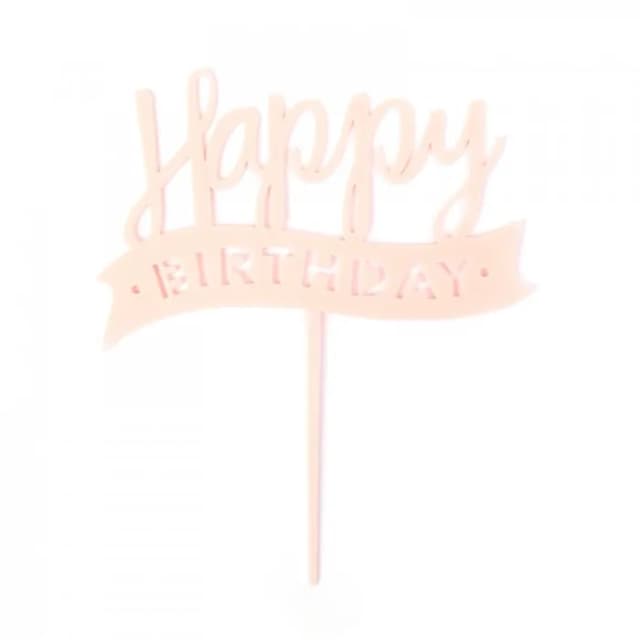 ECT 1839 Pastel Pink HBD acrylic topper