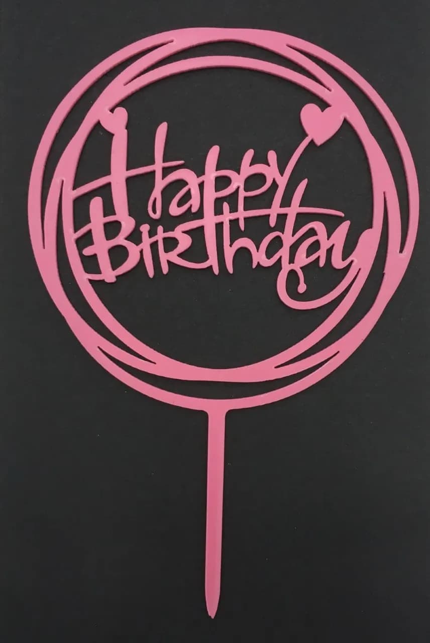 "Ect 1840 Pink HBD acrylic topper" image 1