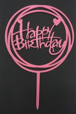 "Ect 1840 Pink HBD acrylic topper" thumbnail 1