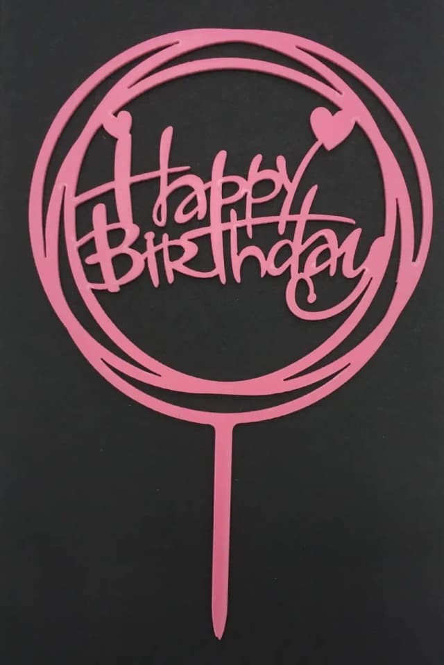 "Ect 1840 Pink HBD acrylic topper"