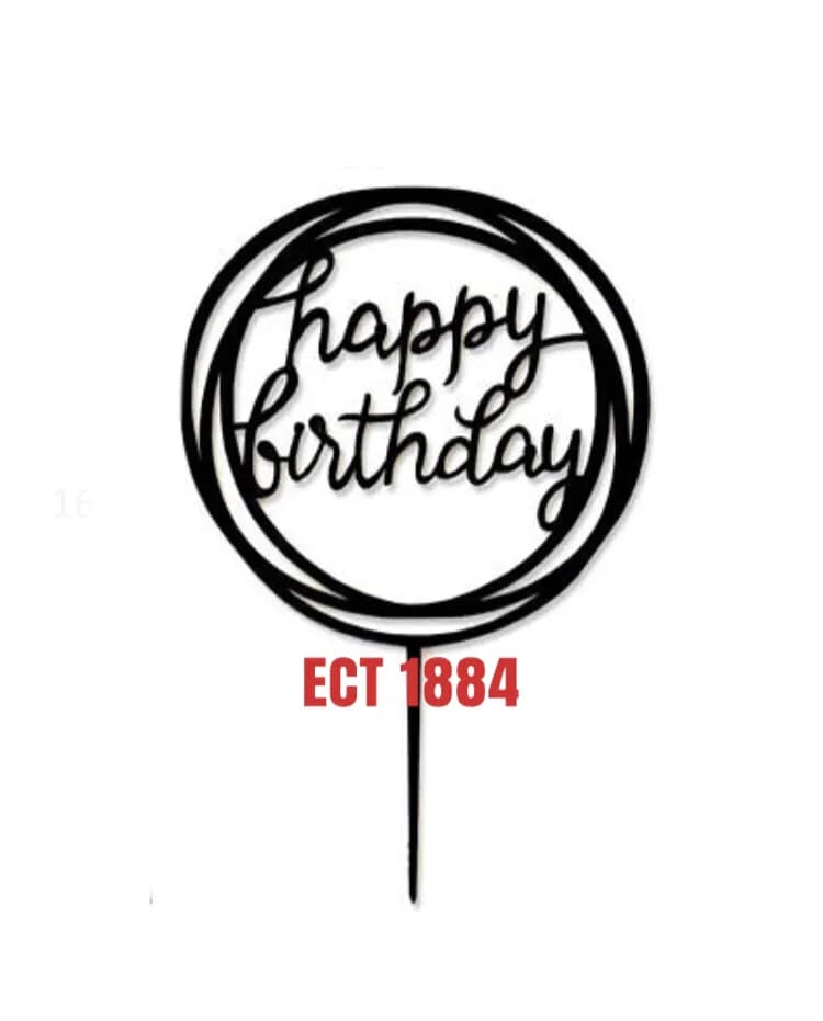 ECT 1884 Black acrylic HBD topper image 1