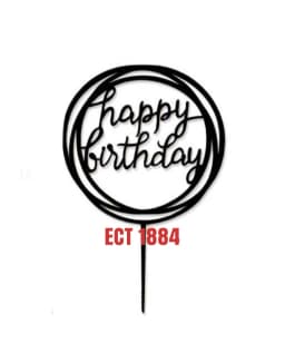 ECT 1884 Black acrylic HBD topper thumbnail 1