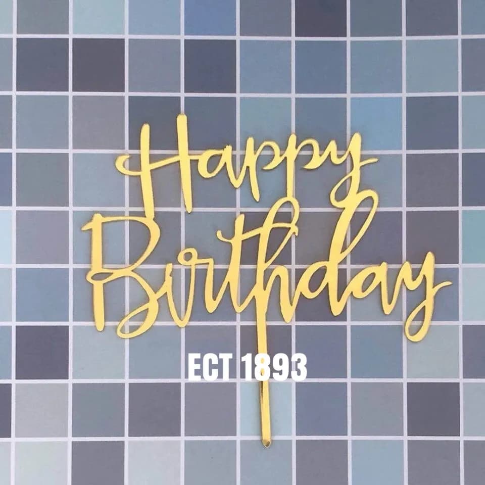 ECT 1893 Happy Birthday Topper Gold image 1