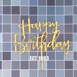 ECT 1893 Happy Birthday Topper Gold thumbnail 1