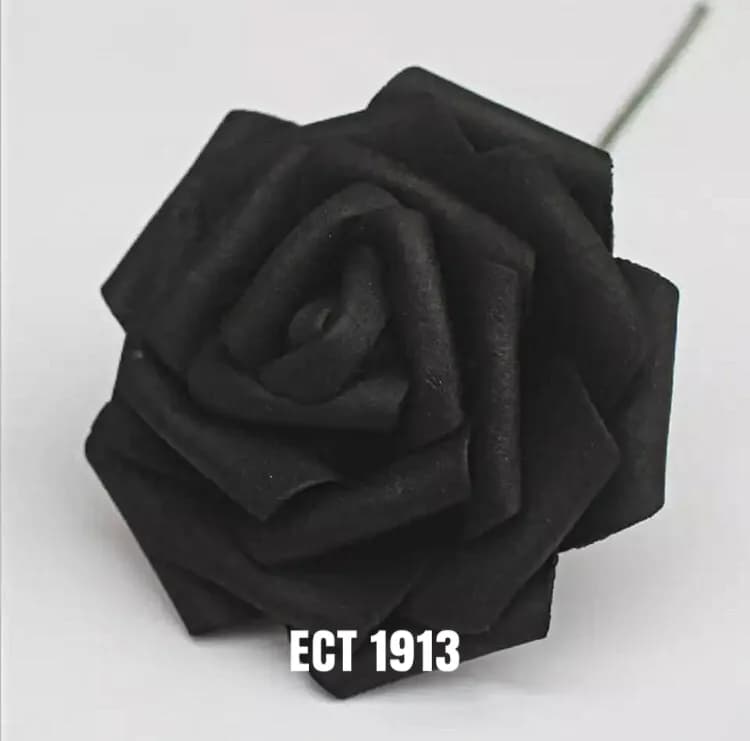 ECT 1913 1pcs Black Foam Flower 8cm image 1