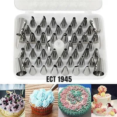 ECT 1945 52 pcs icing tip, coupler and flower maker set