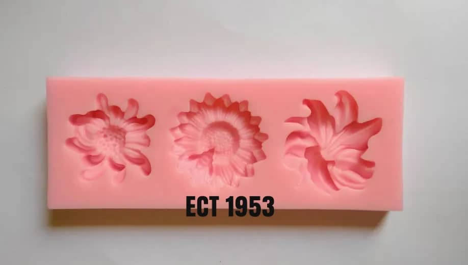 ECT 1953 3 in 1 fancy flower silicone mold image 1