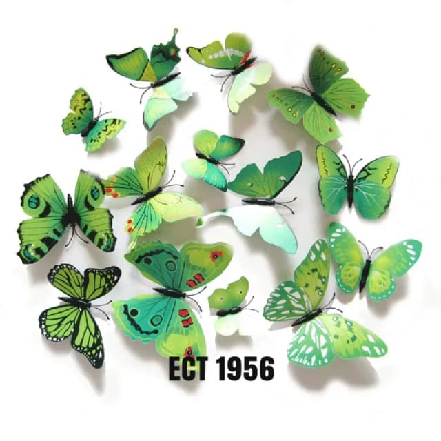 ECT 1956 Green 12pcs 3d Butterfly Topper