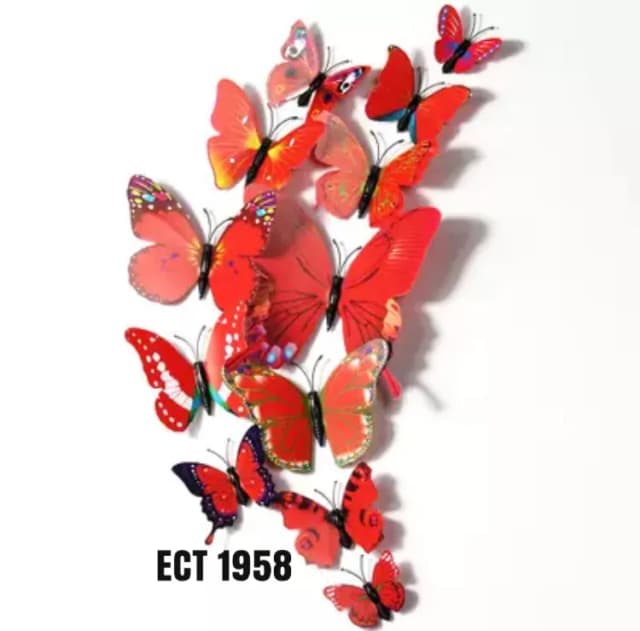 ECT 1958 Red 12pcs 3d Butterfly Topper