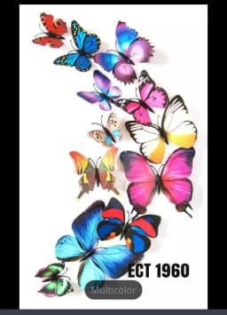 ECT 1960 Multi Colored 12pcs 3d Butterfly Topper thumbnail 1