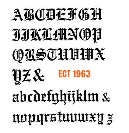 ECT 1963 Old English Alpabet cutter set