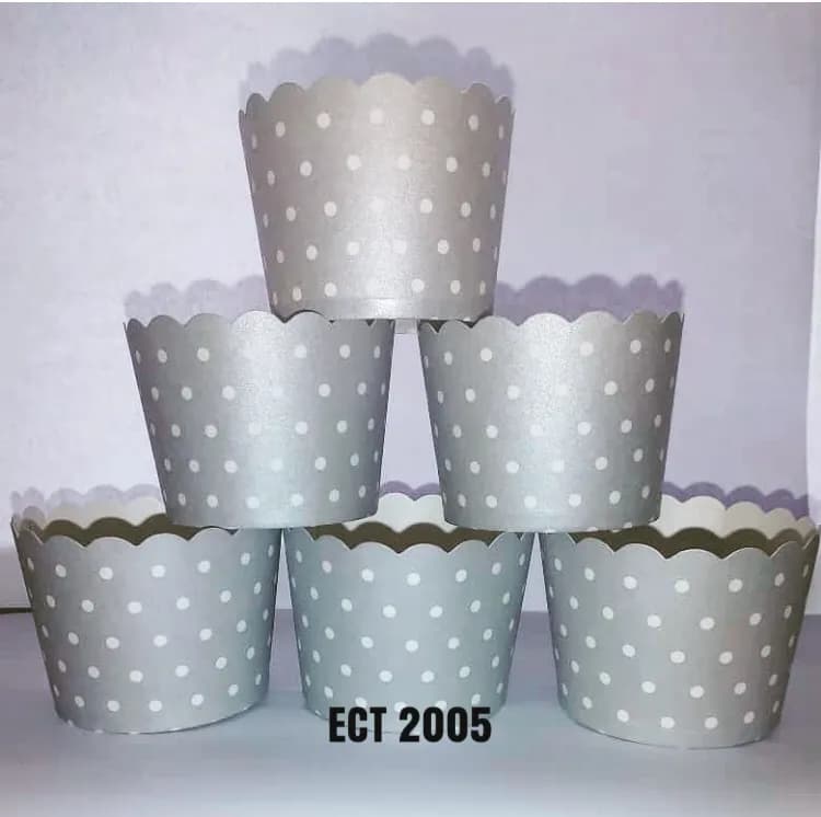 ECT 2005 Ash and white polka dot cupcake cups 50pc (small) image 1