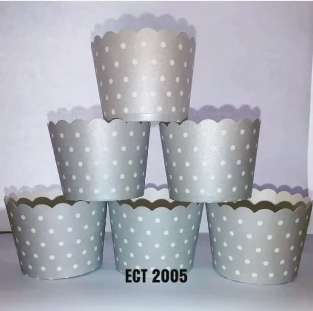 ECT 2005 Ash and white polka dot cupcake cups 50pc (small)