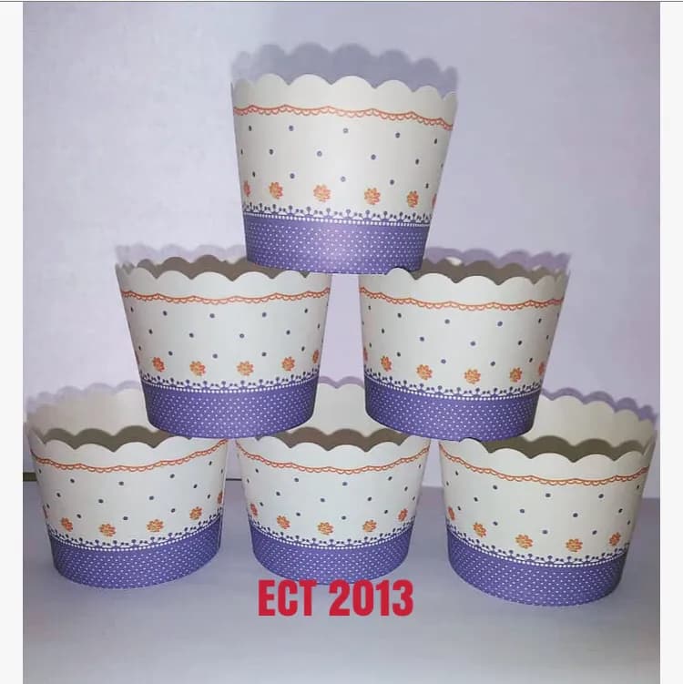 ECT 2013 Purple with flower cupcake cups 50pcs (small) image 1