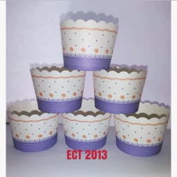 ECT 2013 Purple with flower cupcake cups 50pcs (small) thumbnail 1
