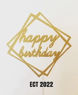 ECT 2022 2PCS Gold Glitter paper HBD topper 2PCS thumbnail 3