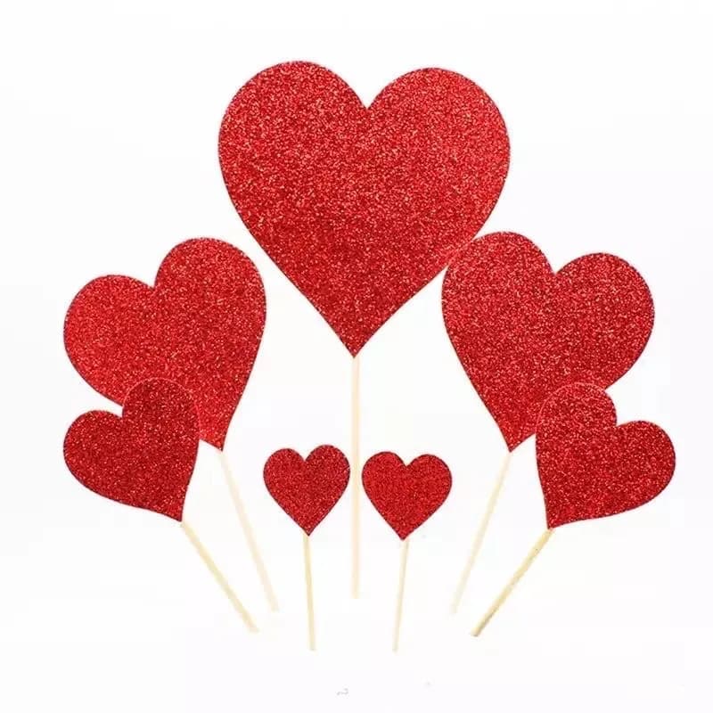 ECT 2040 7pcs glitter paper heart topper image 1