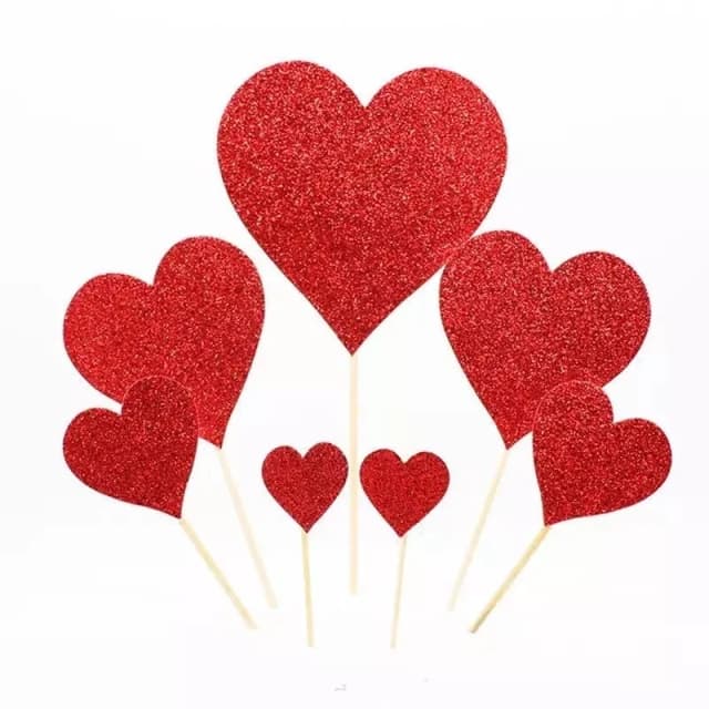 ECT 2040 7pcs glitter paper heart topper