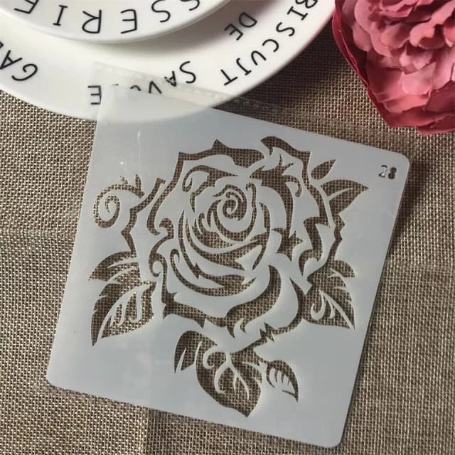 ECT 2118 Big Rose stencil 13x13cm