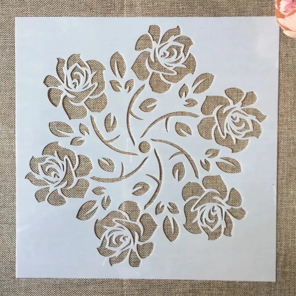 ECT 2119 Six Roses Stencil 13x13cm image 1
